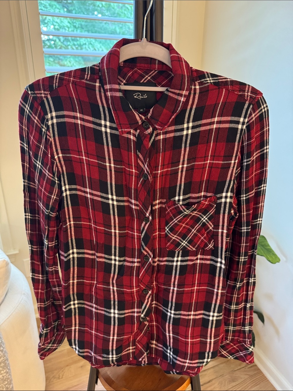 Rails Red and Black Plaid Women's Button-Down Shirt